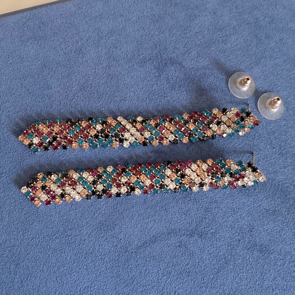Boutique multi crystal long earrings